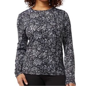 Womens 32 Degrees Cool UPF 50+ Long Sleeve Sun Tee T Shirt Black Jungle Beach